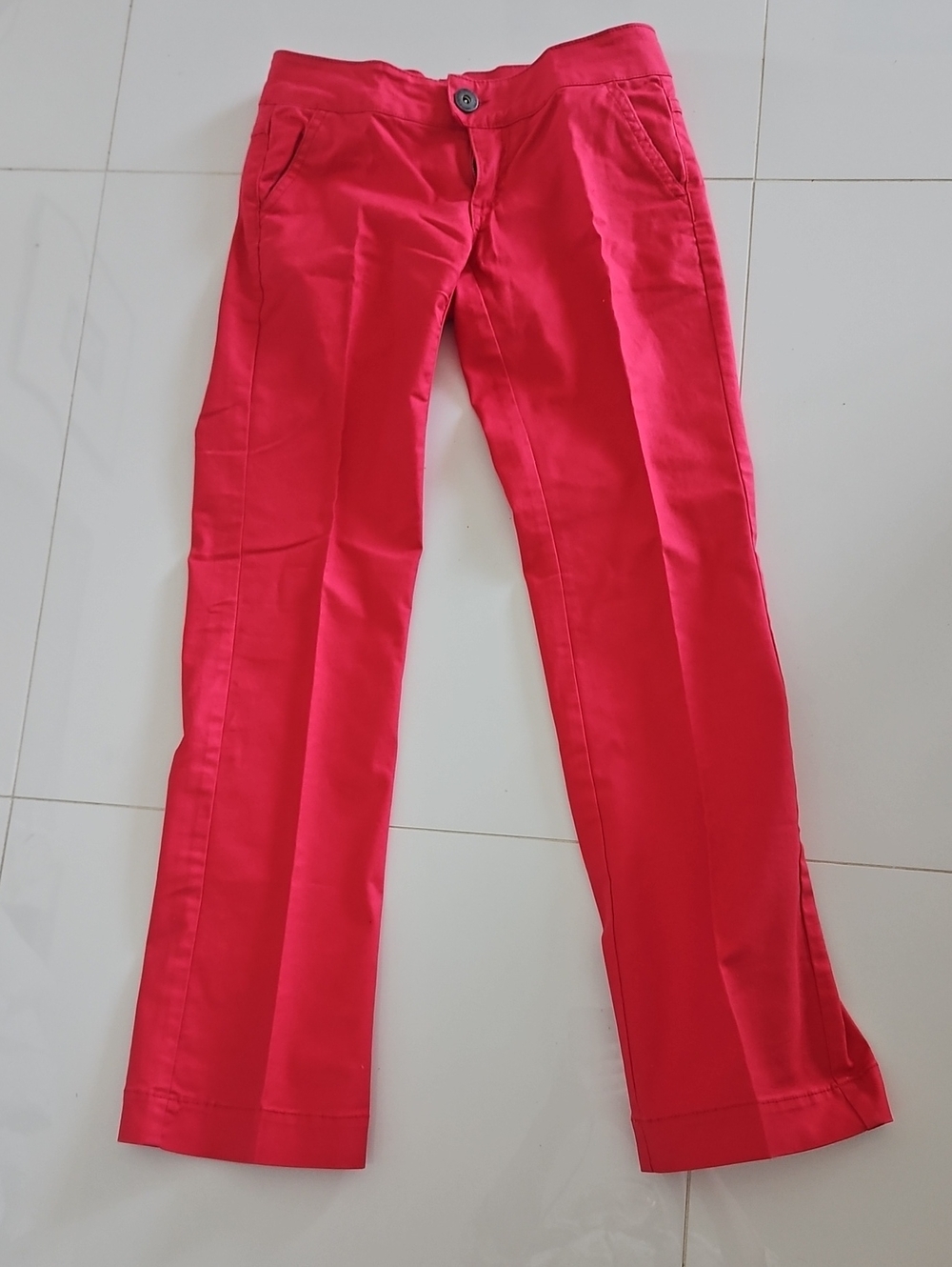 Only Limitless Bright Red Straight-Leg Jeans